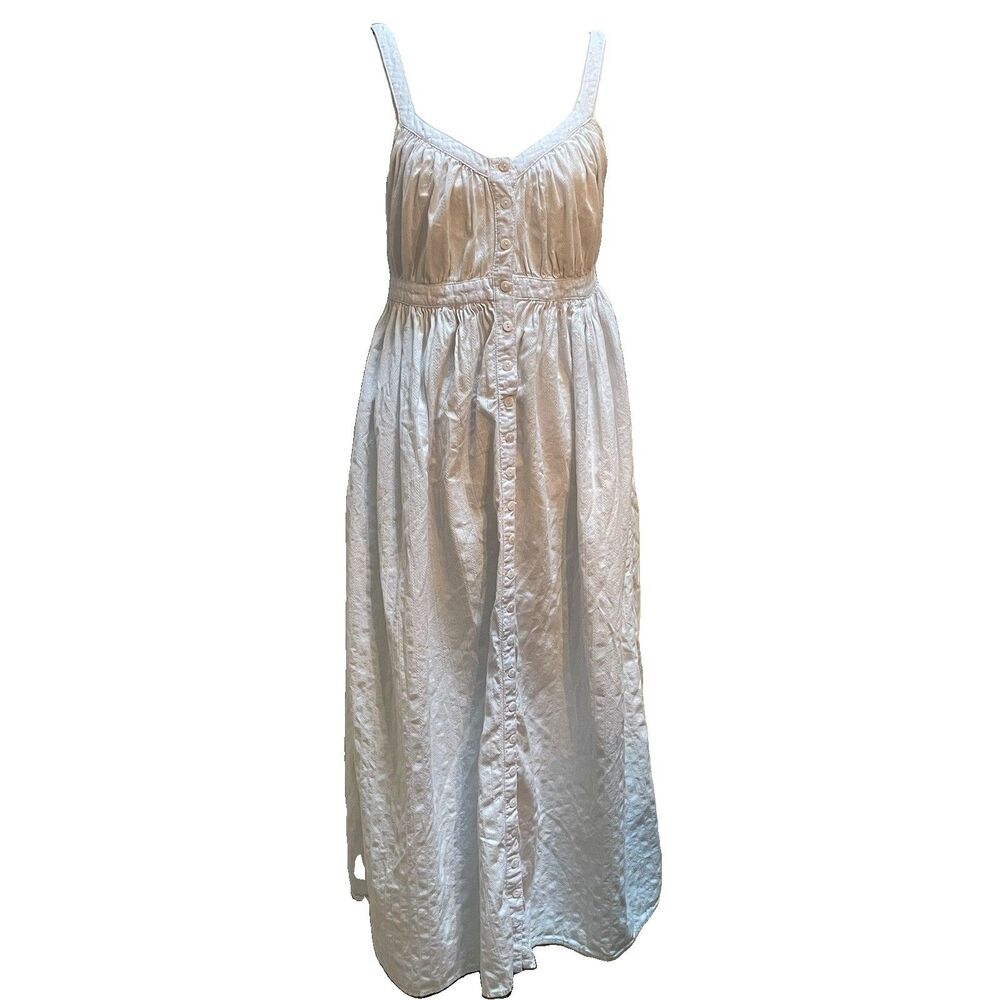 ESBY Apparel Light Blue Cotton Maxi Dress XS Cottagecore Boho Prairie Button Up